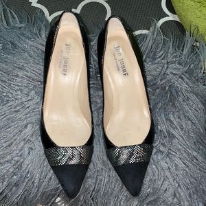 Jon Josef Black & White Patent Leather Pumps